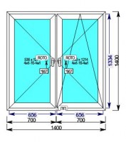 Пластиковое окно KBE Gutwerk 1400 mm./1400 mm.